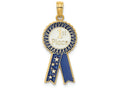 FJC Finejewelers 14k Yellow Gold 1st Place Ribbon with Blue Enamel Charm