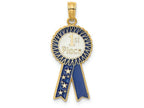 FJC Finejewelers 14k Yellow Gold 1st Place Ribbon with Blue Enamel Charm