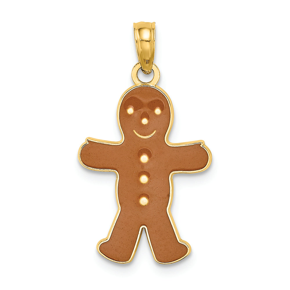 FJC Finejewelers 14k Yellow Gold 3d Gingerbread Man with Enamel Charm