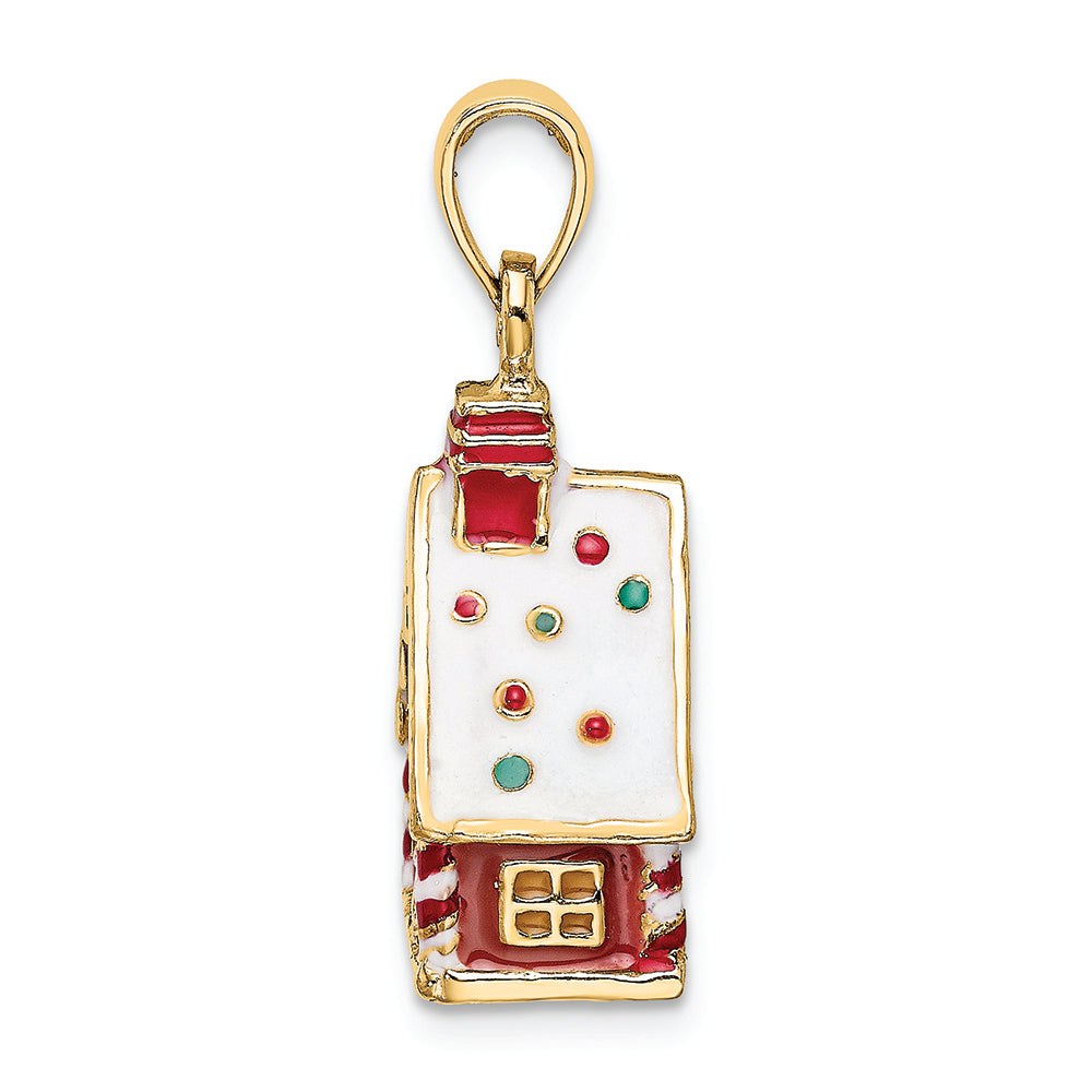 FJC Finejewelers 14k Yellow Gold 3d Gingerbread House with Enamel Charm