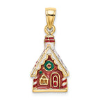 FJC Finejewelers 14k Yellow Gold 3d Gingerbread House with Enamel Charm