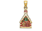 FJC Finejewelers 14k Yellow Gold 3d Gingerbread House with Enamel Charm