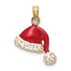FJC Finejewelers 14k Yellow Gold 3d Santa Hat with Red White Enamel Charm