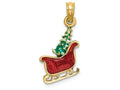 FJC Finejewelers 14k Yellow Gold 3d Sleigh with Christmas Tree Inside Enamel Charm