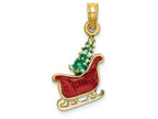 FJC Finejewelers 14k Yellow Gold 3d Sleigh with Christmas Tree Inside Enamel Charm