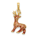FJC Finejewelers 14k Yellow Gold 3d Holiday Reindeer with Enameled Red Nose Charm