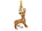 FJC Finejewelers 14k Yellow Gold 3d Holiday Reindeer with Enameled Red Nose Charm
