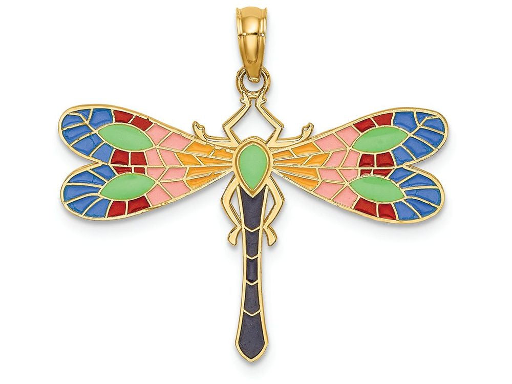 FJC Finejewelers 14k Yellow Gold Dragonfly with Blue Enamel Multi-color Accents Charm