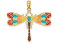 FJC Finejewelers 14k Yellow Gold Dragonfly with Red Enamel Multi-color Accents Charm