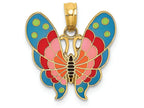 FJC Finejewelers 14k Yellow Gold Butterfly with Blue Enamel Pink Accents Charm