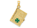 FJC Finejewelers 14k Yellow Gold 3d An Irish Prayer Book with Green Clover On Covermoveable Charm
