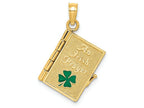 FJC Finejewelers 14k Yellow Gold 3d An Irish Prayer Book with Green Clover On Covermoveable Charm