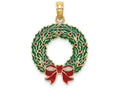 FJC Finejewelers 14k Yellow Gold Christmas Wreath with Enamel ~ Green Red Charm