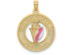 FJC Finejewelers 14k Yellow Gold Sarasota On Round Frame with Enamel Conch Shell Center Charm