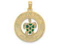 FJC Finejewelers 14k Yellow Gold Sarasota On Round Frame with Enamel Turtle Center Charm