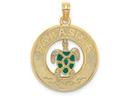 FJC Finejewelers 14k Yellow Gold Sarasota On Round Frame with Enamel Turtle Center Charm