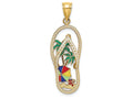 FJC Finejewelers 14k Yellow Gold Palm Tree Beach Scene Flip-flop with Enamel [] Charm