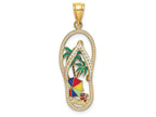 FJC Finejewelers 14k Yellow Gold Palm Tree Beach Scene Flip-flop with Enamel [] Charm