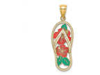 FJC Finejewelers 14k Yellow Gold Red Hibiscus Flower Flip-flop with Enamel [] Charm
