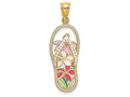 FJC Finejewelers 14k Yellow Gold Multi Flower Flip-flop with Enamel [] Charm