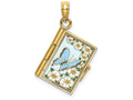 FJC Finejewelers 14k Yellow Gold 3d Ecclesiastes Book with Moveable Pages Butterfly Cover Charm