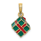 FJC Finejewelers 14k Yellow Gold 3d Green Gift Box with Red Bow Charm