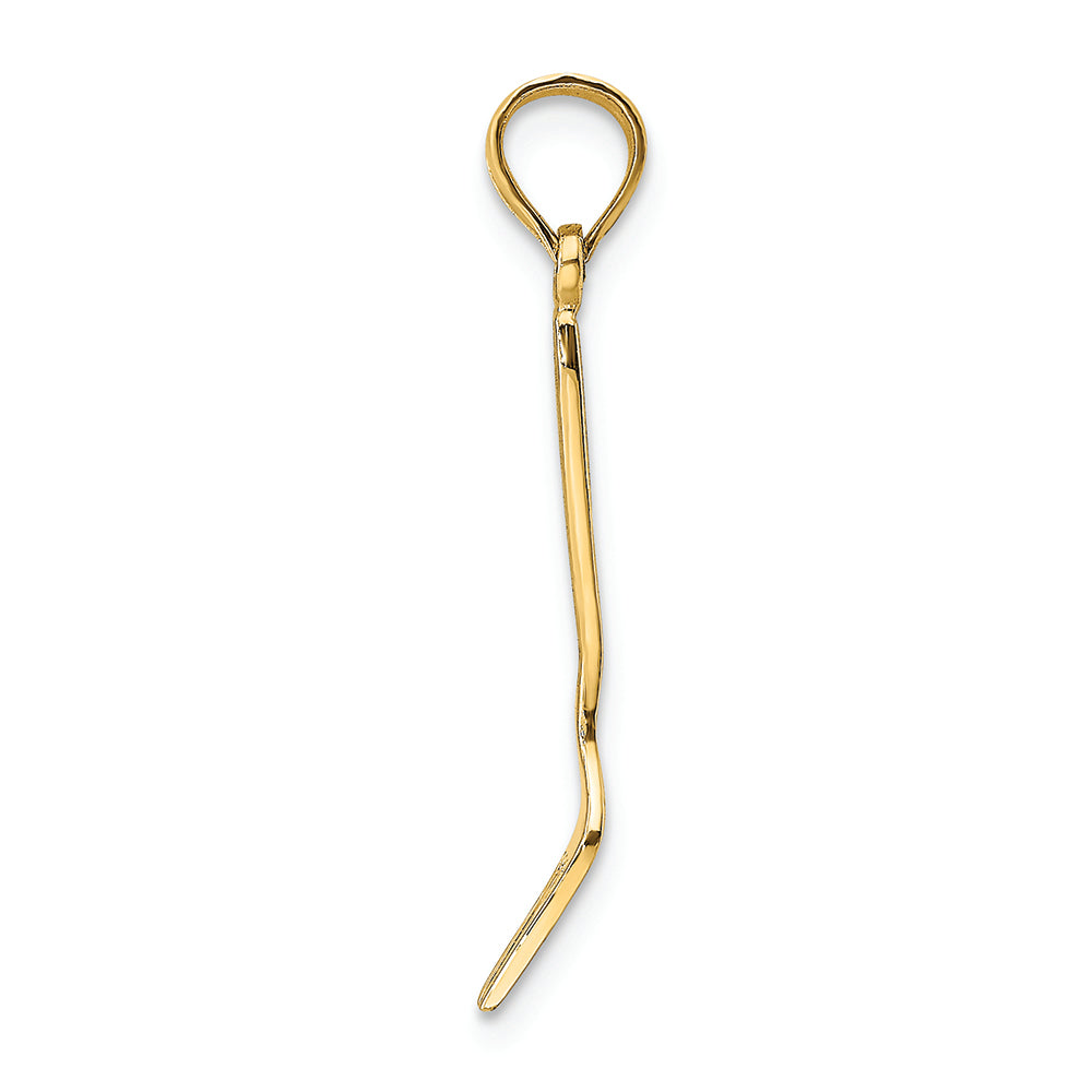 FJC Finejewelers 14k Yellow Gold 3d Table Fork with Black Enamel Charm