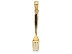 FJC Finejewelers 14k Yellow Gold 3d Table Fork with Black Enamel Charm