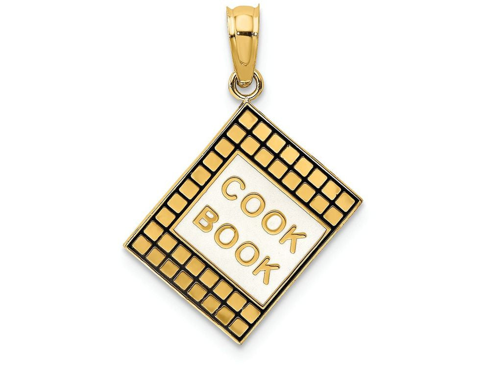 FJC Finejewelers 14k Yellow Gold 3d Cook Book with Black Enamel Charm