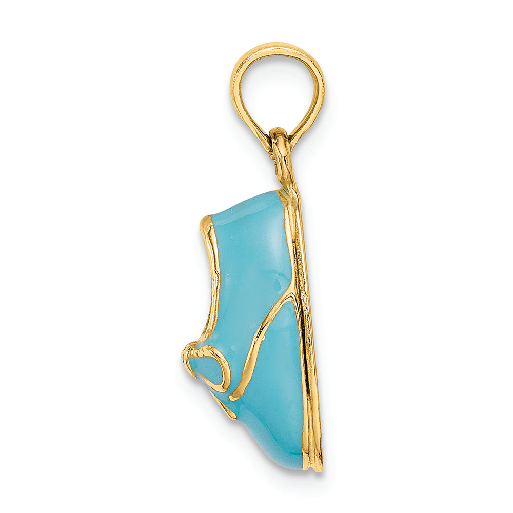 FJC Finejewelers 14k Yellow Gold 3d Baby Shoe with Light Blue Enamel (boy Style) with Bow Charm