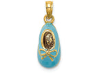 FJC Finejewelers 14k Yellow Gold 3d Baby Shoe with Light Blue Enamel (boy Style) with Bow Charm