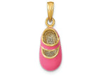 FJC Finejewelers 14k Yellow Gold 3d Baby Shoe with Pink Enamel (girl Style) Charm