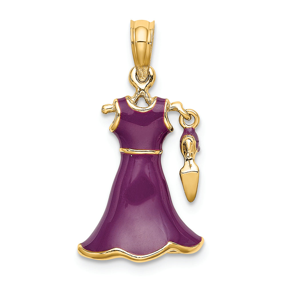 FJC Finejewelers 14k Yellow Gold 3d Eggplant Dress with Closed Toe Shoemoveable Charm