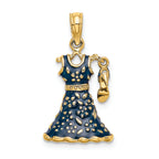 FJC Finejewelers 14k Yellow Gold 3d Blue Floral Dress with Open Toe Shoemoveable Charm