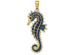 FJC Finejewelers 14k Yellow Gold 3d Seahorse with Blue Enamel Charm