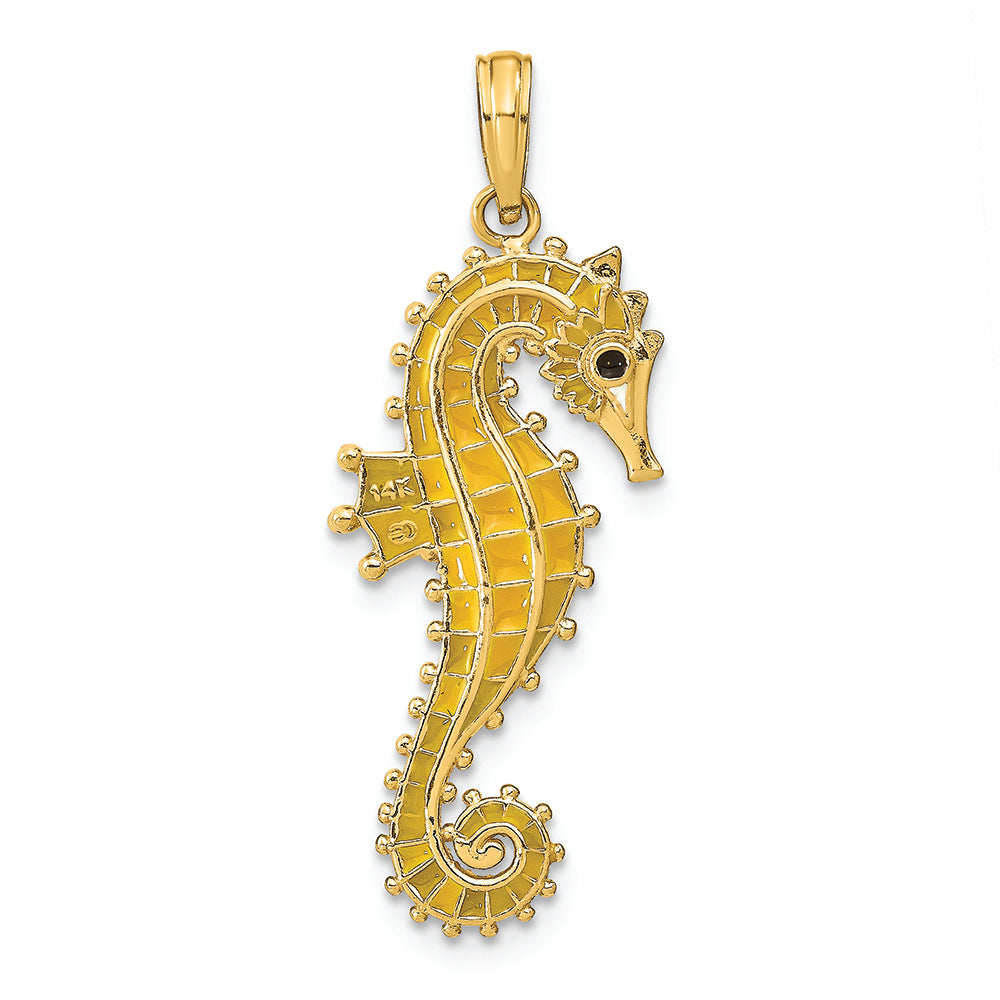 FJC Finejewelers 14k Yellow Gold 3d Seahorse with Yellow Enamel Charm