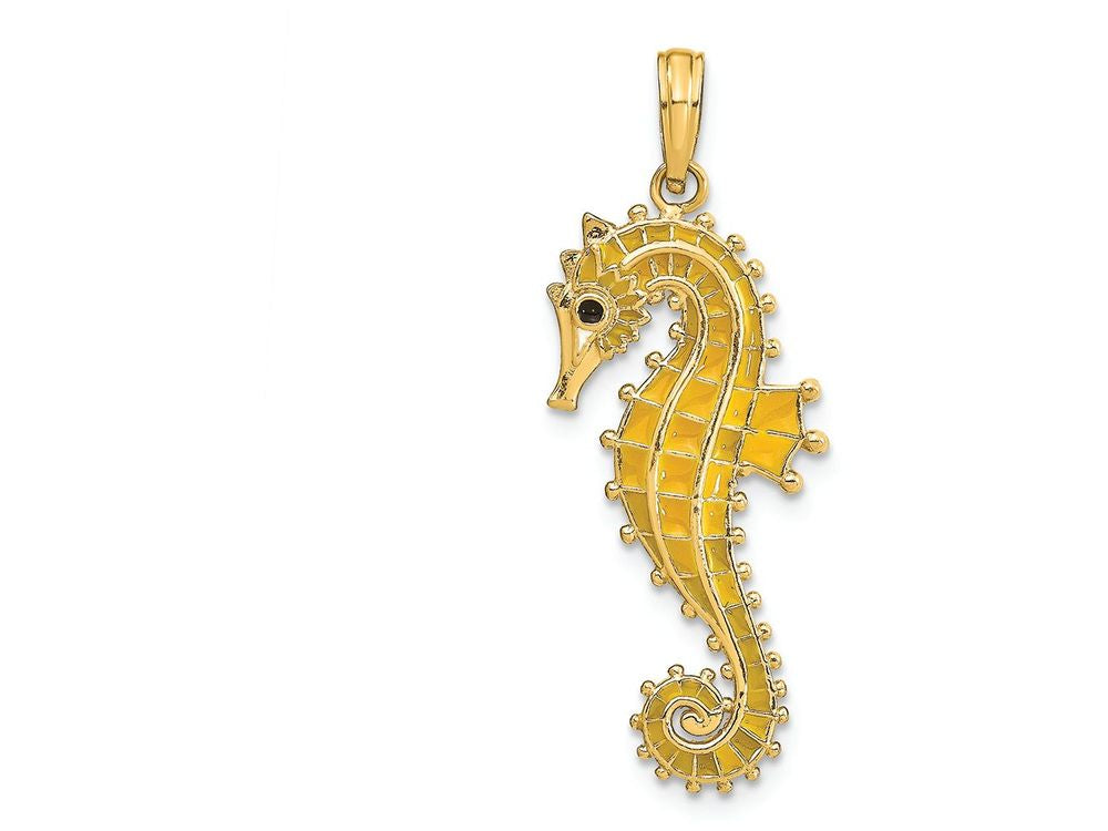 FJC Finejewelers 14k Yellow Gold 3d Seahorse with Yellow Enamel Charm
