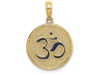 FJC Finejewelers 14k Yellow Gold 3d Ohm Blue Yoga Symbol Lotus Flowerreversible In Roun Charm