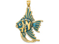 FJC Finejewelers 14k Yellow Gold Angelfish with Blue Enamel Charm