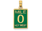 FJC Finejewelers 14k Yellow Gold Enamel Mile Marker 0key West Green Charm