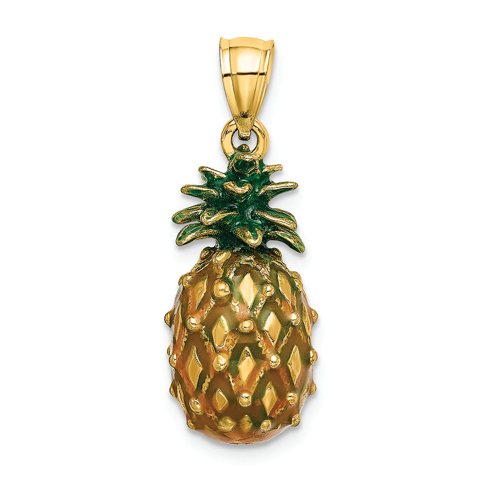 FJC Finejewelers 14k Yellow Gold 3d Pineapple with Enamel Charm