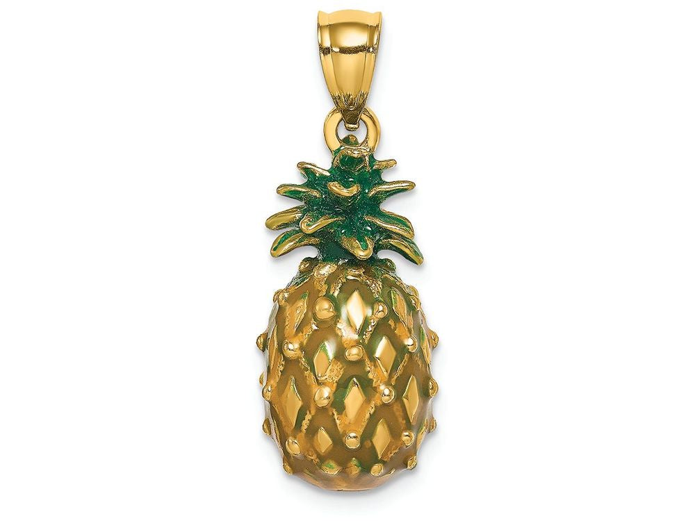 FJC Finejewelers 14k Yellow Gold 3d Pineapple with Enamel Charm