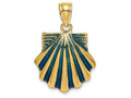 FJC Finejewelers 14k Yellow Gold Scallop Shell with Blue Enamel Charm