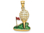 FJC Finejewelers 14k Yellow Gold Golf Ball On Tee with Enamel Charm
