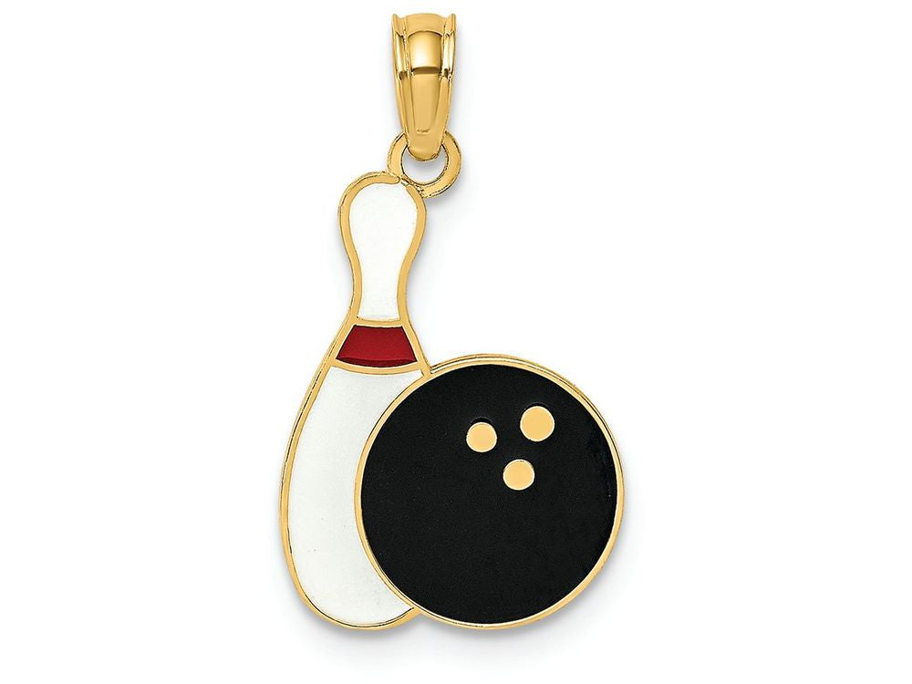 FJC Finejewelers 14k Yellow Gold Bowling Ball Pin with Enamel Charm