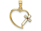 FJC Finejewelers 14k Yellow Gold Heart with Enamel Cross Charmcut-out