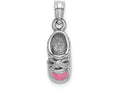 FJC Finejewelers 14k White Gold 3d White Baby Shoe with Pink Enamel Accent Charm