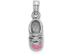 FJC Finejewelers 14k White Gold 3d White Baby Shoe with Pink Enamel Accent Charm