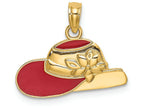 FJC Finejewelers 14k Yellow Gold Red Hat with Enamel Polish Charm