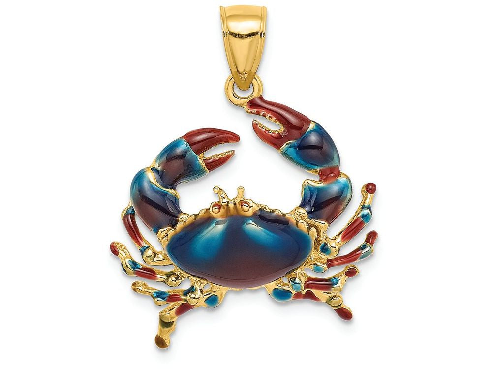 FJC Finejewelers 14k Yellow Gold Stone Crab with Blue Enamel Charm
